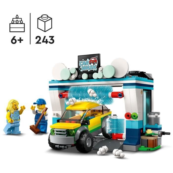 LEGO City 60362 La Station de Lavage Jouet pour Enfants Des 6 Ans avec Voiture et Minifigurines