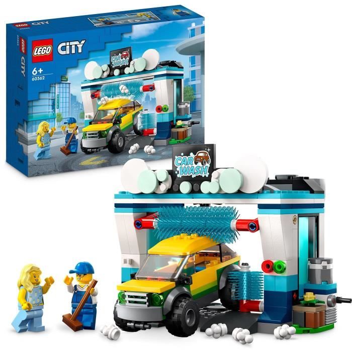 LEGO City 60362 La Station de Lavage Jouet pour Enfants Des 6 Ans avec Voiture et Minifigurines