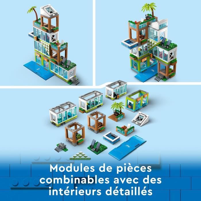 LEGO City 60365 L’Immeuble d’Habitation Maquette Modulaire avec Chambres Magasin et Vélo