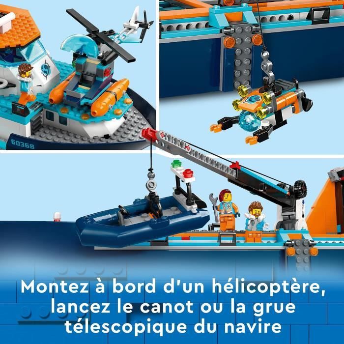 LEGO City 60368 Le Navire d’Exploration Arctique Jouet de Grand Bateau Flottant Cadeau Enfants