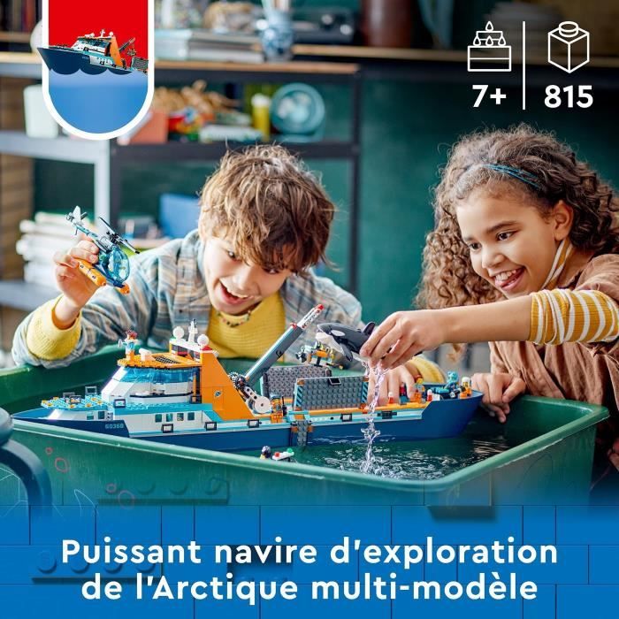 LEGO City 60368 Le Navire d’Exploration Arctique Jouet de Grand Bateau Flottant Cadeau Enfants