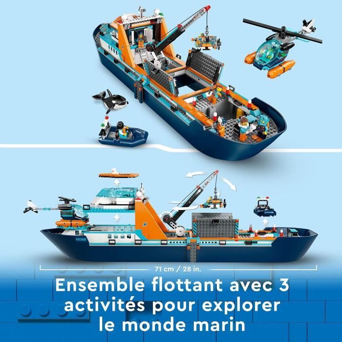 LEGO City 60368 Le Navire d’Exploration Arctique Jouet de Grand Bateau Flottant Cadeau Enfants