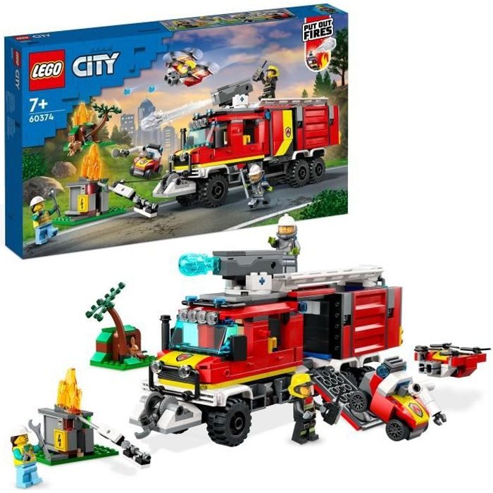 LEGO City 60374 Le Camion d’Intervention des Pompiers Jouet avec Drones Modernes et Figurines