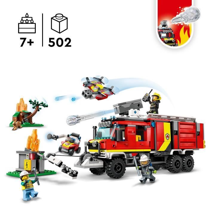 LEGO City 60374 Le Camion d’Intervention des Pompiers Jouet avec Drones Modernes et Figurines