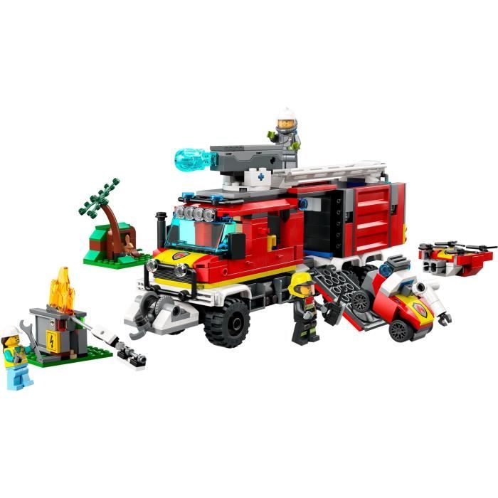 LEGO City 60374 Le Camion d’Intervention des Pompiers Jouet avec Drones Modernes et Figurines