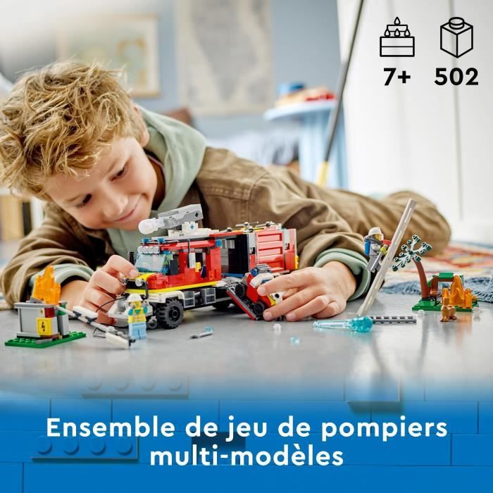 LEGO City 60374 Le Camion d’Intervention des Pompiers Jouet avec Drones Modernes et Figurines