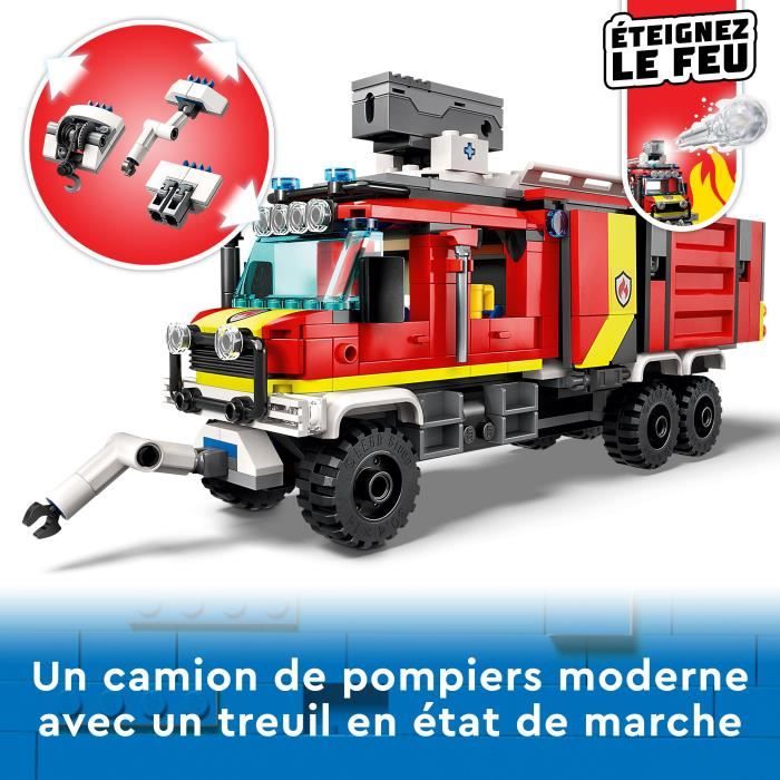 LEGO City 60374 Le Camion d’Intervention des Pompiers Jouet avec Drones Modernes et Figurines