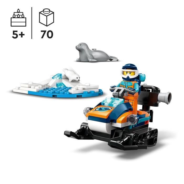 LEGO City 60376 La Motoneige d’Exploration Arctique Jouet avec Figurines de Phoques et Véhicules