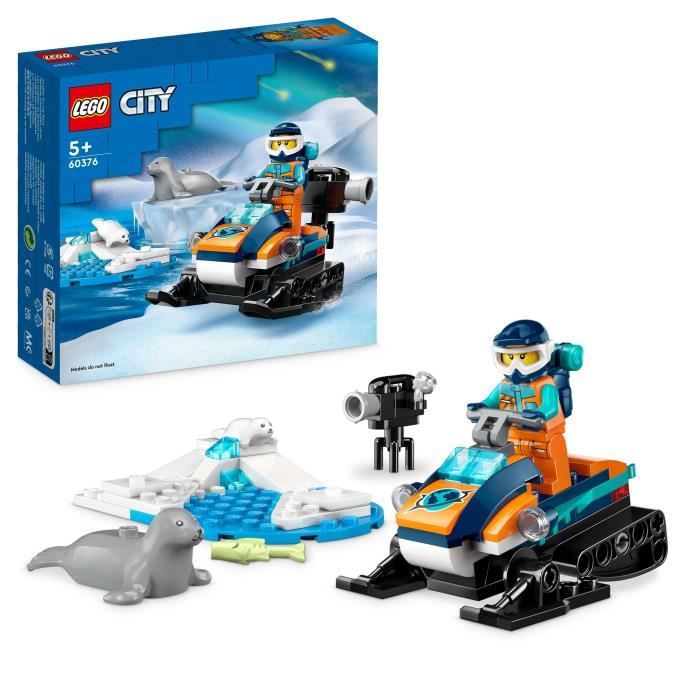 LEGO City 60376 La Motoneige d’Exploration Arctique Jouet avec Figurines de Phoques et Véhicules