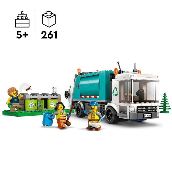 LEGO City 60386 Le Camion de Recyclage Jouet Camion-Poubelle Jeu Éducatif Enfants 5 Ans