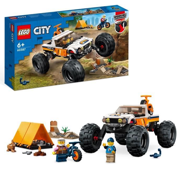 LEGO City 60387 Les Aventures du 4x4 Tout-Terrain Jouet Monster Truck Jeu Camping