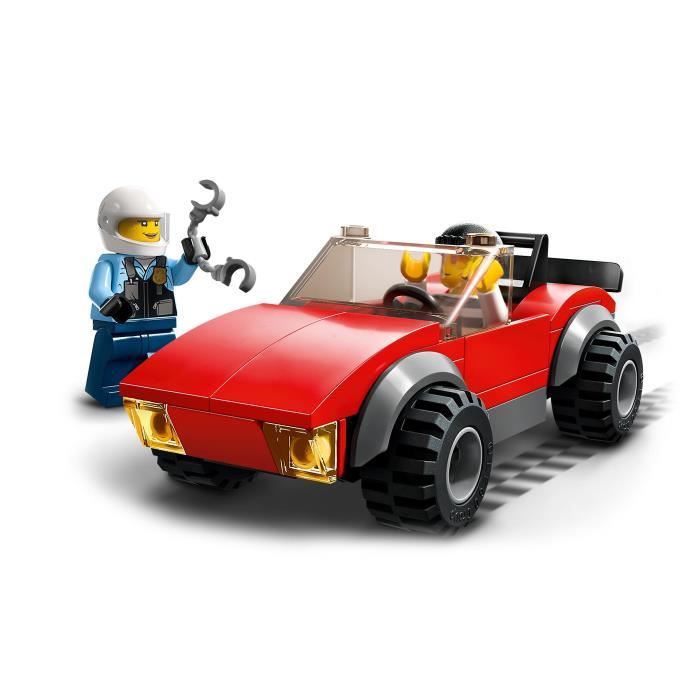 LEGO City 60392 La Course-Poursuite de la Moto de Police Jouet Voiture de Course et 2 Policiers