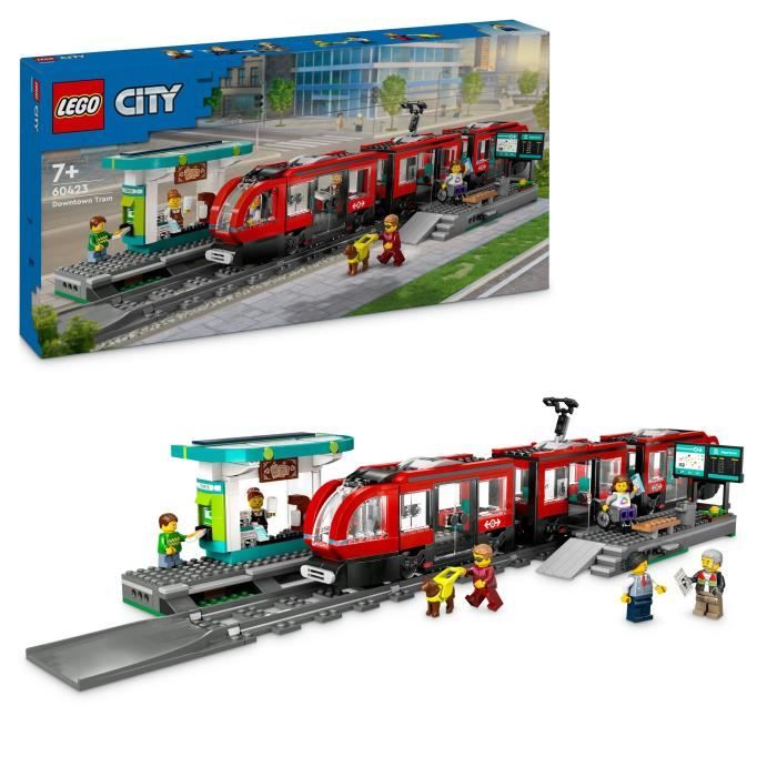 LEGO City 60423 Le tramway et la station du centre-ville véhicule pour enfants des 7 ans