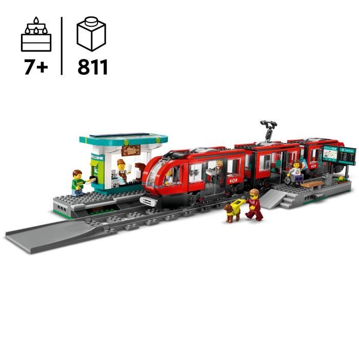 LEGO City 60423 Le tramway et la station du centre-ville véhicule pour enfants des 7 ans