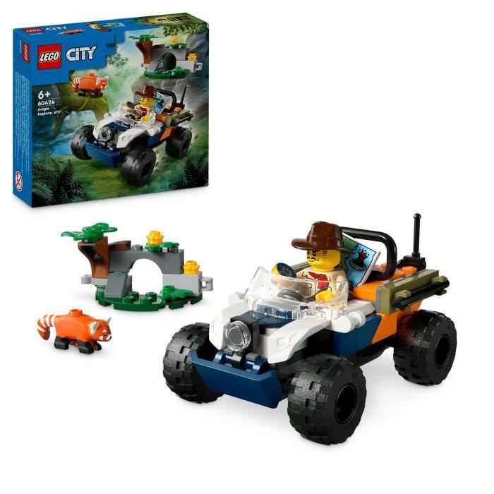 LEGO City 60424 Le tout-terrain de l’explorateur de la jungle et le panda roux jeu 6 ans