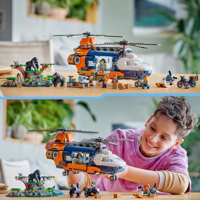 LEGO City 60437 L’hélicoptere de l’explorateur de la jungle au camp de base des 8 ans