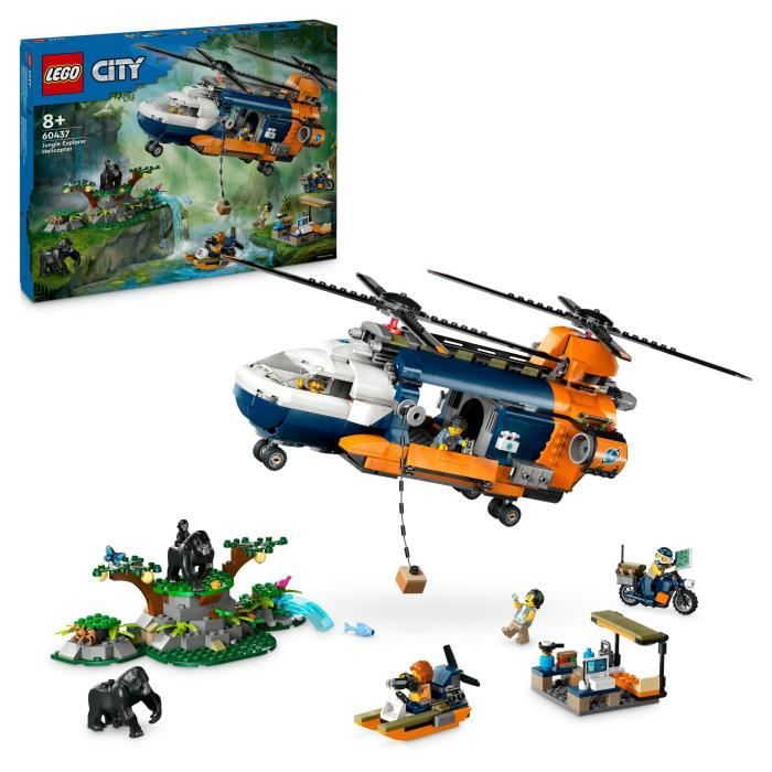 LEGO City 60437 L’hélicoptere de l’explorateur de la jungle au camp de base des 8 ans