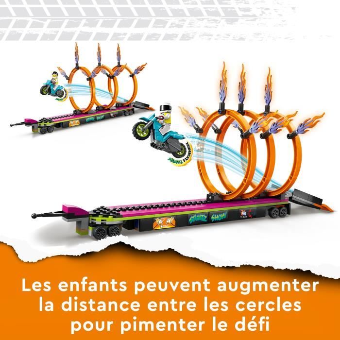 LEGO City Stuntz 60357 Le Défi de Cascade: les Cercles de Feu Jouet Moto avec Camion