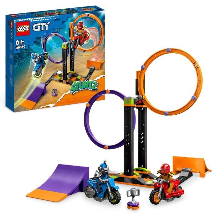 LEGO City Stuntz 60360 Le Défi de Cascade: les Cercles Rotatifs Jouet Moto pour 1 ou 2 Joueurs