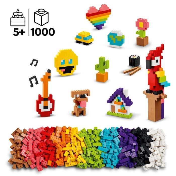 LEGO Classic 11030 Briques a Foison Jouet Briques avec Perroquet Fleur et Emoji Cadeau