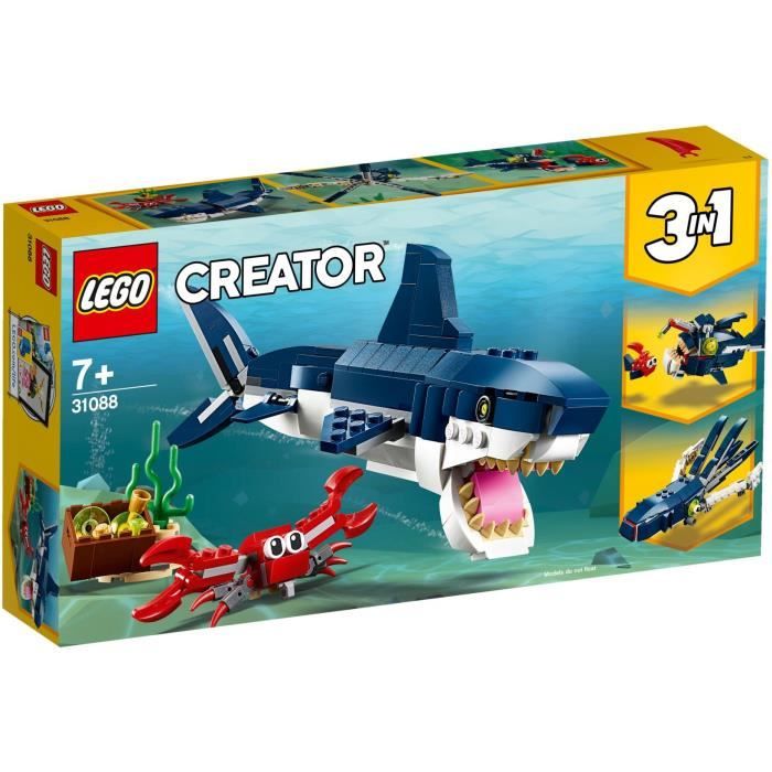 LEGO Creator 3-en-1 31088 Les Créatures Sous-Marines Figurines Animaux Marins Requin Crabe