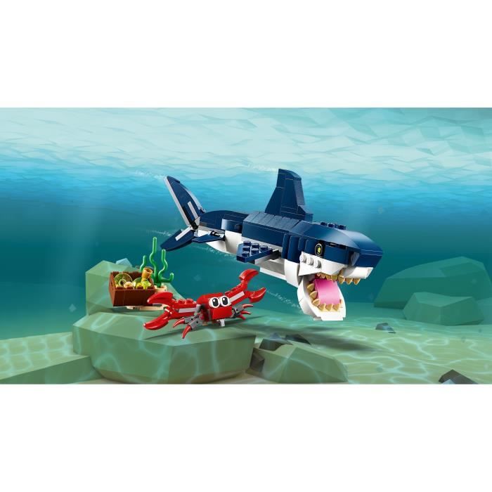 LEGO Creator 3-en-1 31088 Les Créatures Sous-Marines Figurines Animaux Marins Requin Crabe