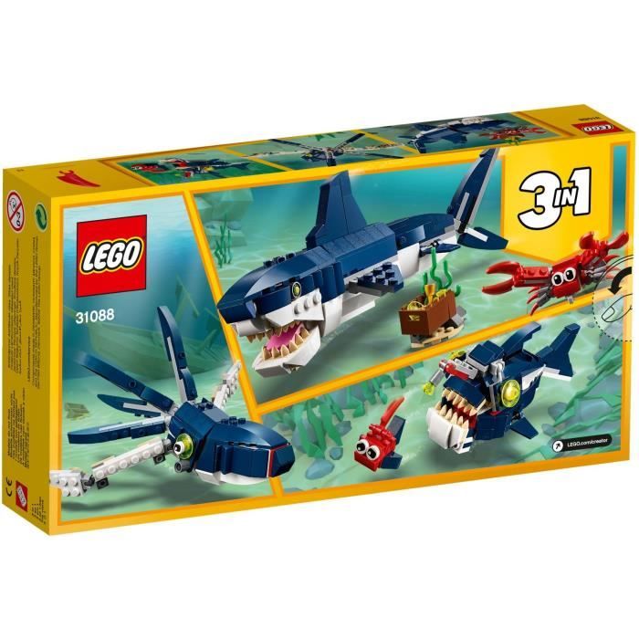 LEGO Creator 3-en-1 31088 Les Créatures Sous-Marines Figurines Animaux Marins Requin Crabe