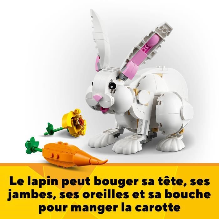 LEGO Creator 3-en-1 31133 Le Lapin Blanc avec des Figurines Animaux Poissons Phoques et Perroquets