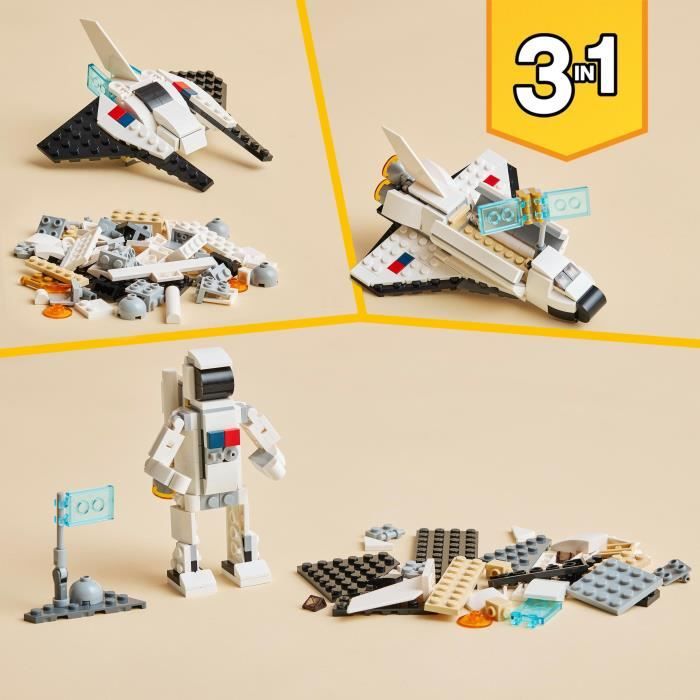 LEGO Creator 3-en-1 31134 La Navette Spatiale Jouet Figurine Astronaute avec Vaisseau Enfants 6 Ans