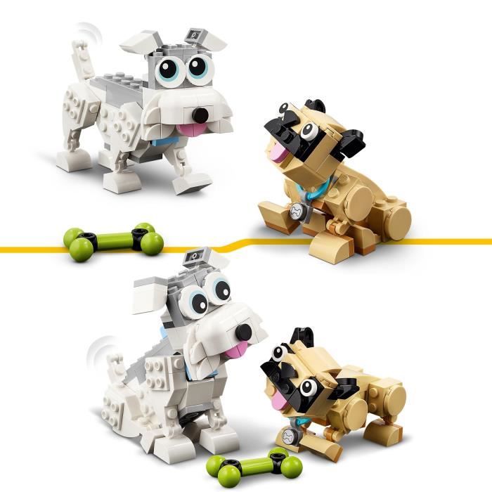 LEGO Creator 3-en-1 31137 Adorables Chiens Figurines de Teckel Carlin Caniche Enfants Des 7 Ans