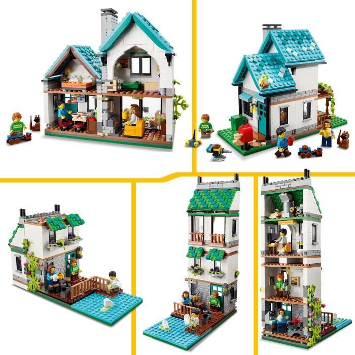 LEGO Creator 3-en-1 31139 La Maison Accueillante Maquette avec 3 Maisons Différentes et Figurines