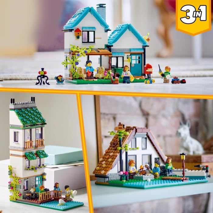 LEGO Creator 3-en-1 31139 La Maison Accueillante Maquette avec 3 Maisons Différentes et Figurines