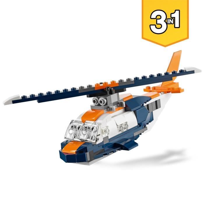 LEGO Creator 31126 L’Avion Supersonique Jouet 3 en 1 Hélicoptere Bateau Avion