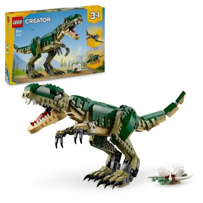 LEGO Creator 31151 3-en-1 Le T-rex - Dinosaure jouet tricératops ou ptérodactyle