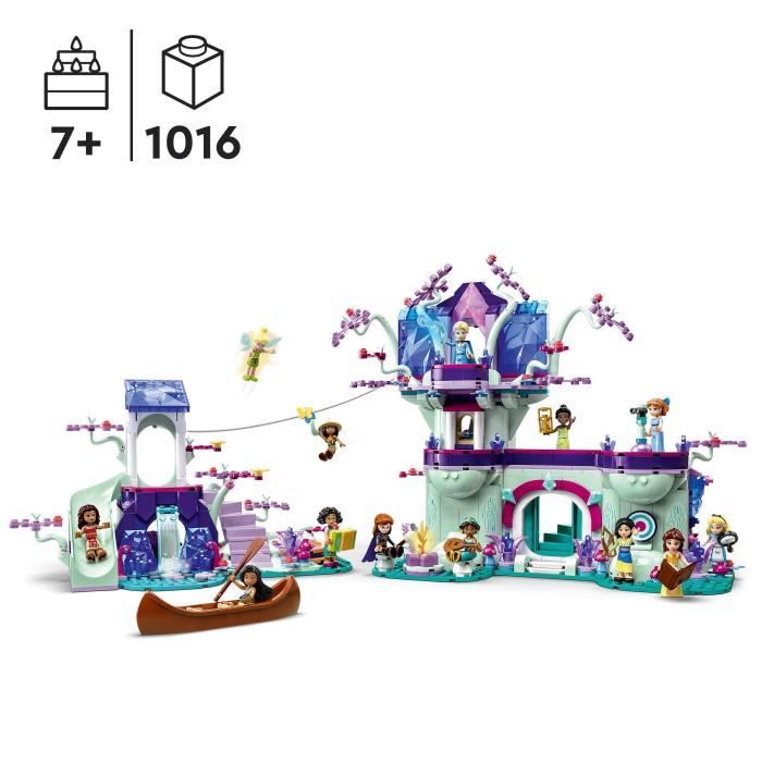 LEGO Disney 43215 La Cabane Enchantée dans l’Arbre avec 13 Mini-Poupées dont Princesse Jasmine et Elsa