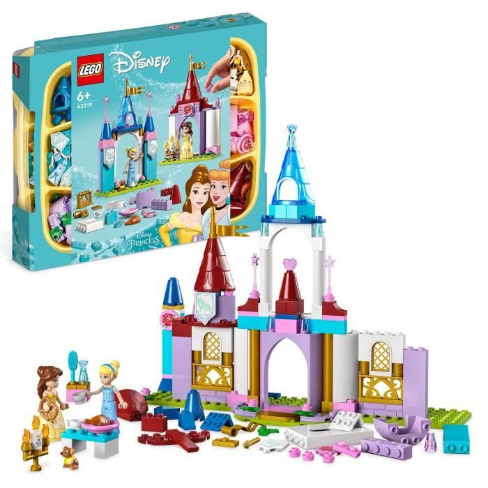 LEGO Disney Princess 43219 Châteaux Créatifs Jouet Château avec Mini-Poupées Belle et Cendrillon