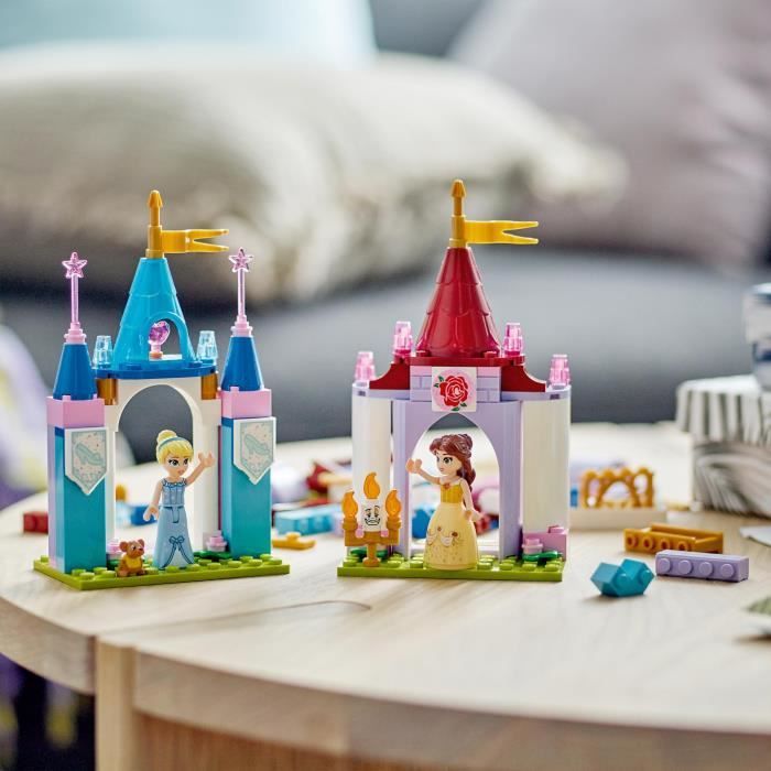 LEGO Disney Princess 43219 Châteaux Créatifs Jouet Château avec Mini-Poupées Belle et Cendrillon