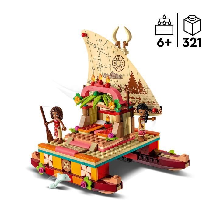 LEGO Disney Princesse 43210 Le Bateau d’Exploration de Vaiana Jouet avec Dauphin Mini-Poupée