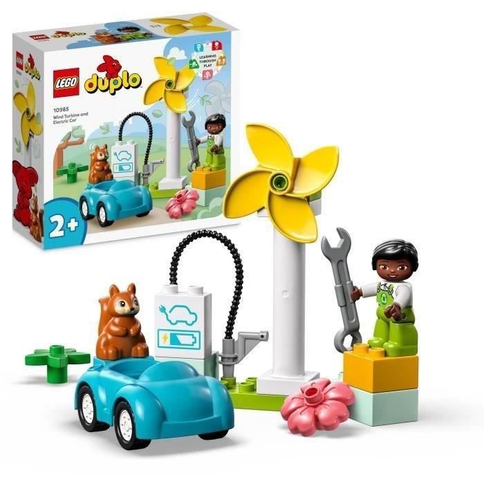 LEGO DUPLO Ma Ville 10985 L’Éolienne et la Voiture Électrique Jouet Voiture pour Enfants Des 2 Ans