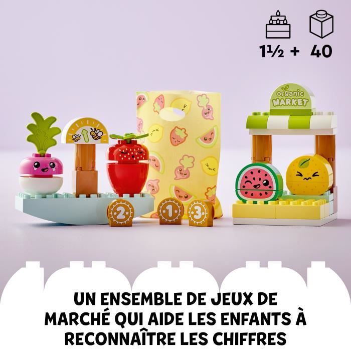 LEGO DUPLO My First 10983 Le Marché Bio Jouets Éducatifs a Empiler Enfants Des 18 Mois a 3 Ans