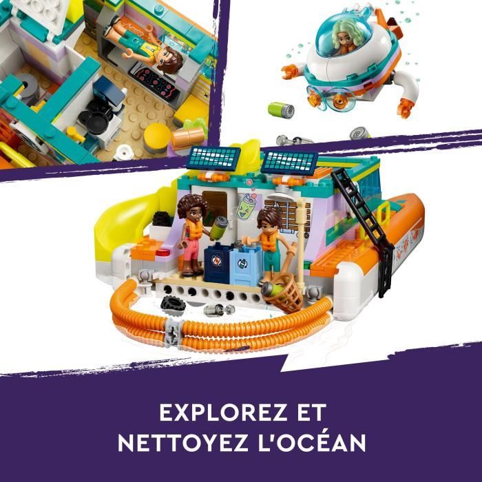 LEGO Friends 41734 Le Bateau de Sauvetage en Mer Jouet avec Figurines de Dauphins et Sous-Marin