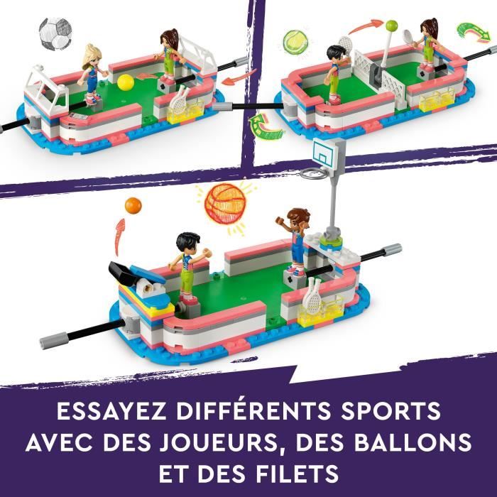 LEGO Friends 41744 Le Centre Sportif Jouet avec Figurines et Jeux de Football Basketball et Tennis