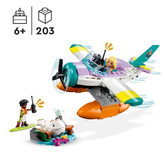 LEGO Friends 41752 L’Hydravion de Secours en Mer Jouet Avion avec Figurine Baleine et Mini-Poupées