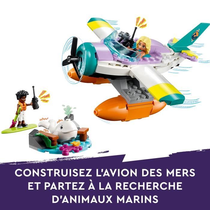 LEGO Friends 41752 L’Hydravion de Secours en Mer Jouet Avion avec Figurine Baleine et Mini-Poupées