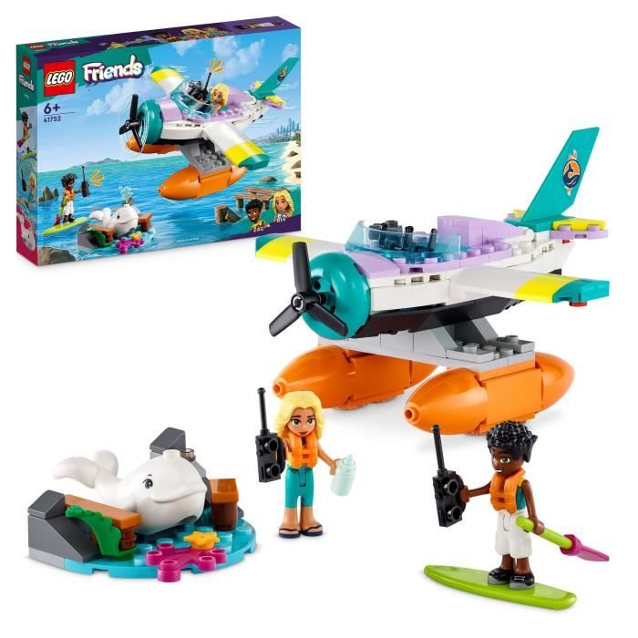 LEGO Friends 41752 L’Hydravion de Secours en Mer Jouet Avion avec Figurine Baleine et Mini-Poupées