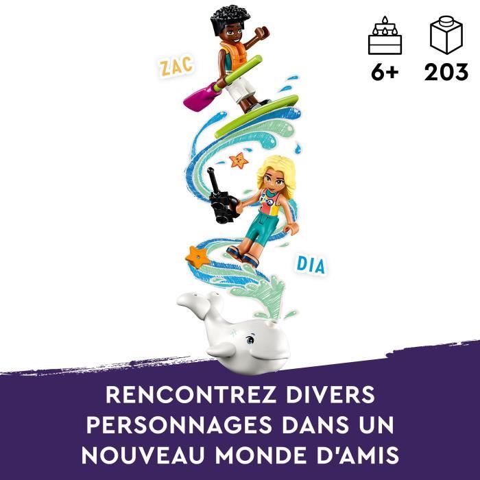 LEGO Friends 41752 L’Hydravion de Secours en Mer Jouet Avion avec Figurine Baleine et Mini-Poupées