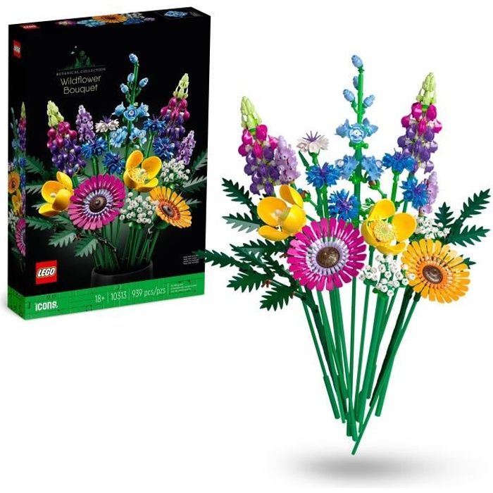 LEGO Icons 10313 Bouquet de Fleurs Sauvages Plantes Artificielles avec Coquelicots pour Adultes