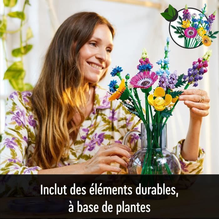 LEGO Icons 10313 Bouquet de Fleurs Sauvages Plantes Artificielles avec Coquelicots pour Adultes