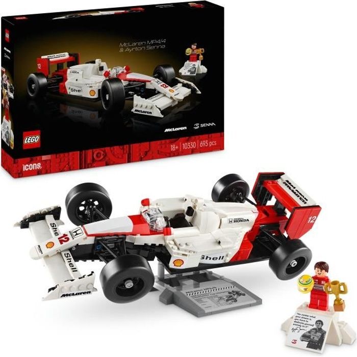 LEGO Icons 10330 McLaren MP4/4 et Ayrton Senna Set Modele Réduit de Voiture pour Adultes