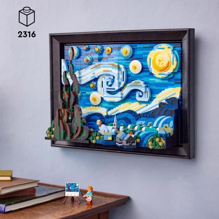 LEGO Ideas 21333 Vincent Van Gogh - La Nuit Étoilée Reproduction de Tableau sur Toile